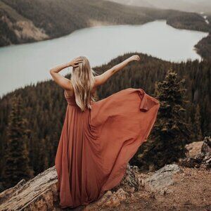 Lulu's All About Love Rusty Rose Maxi Dress Size S